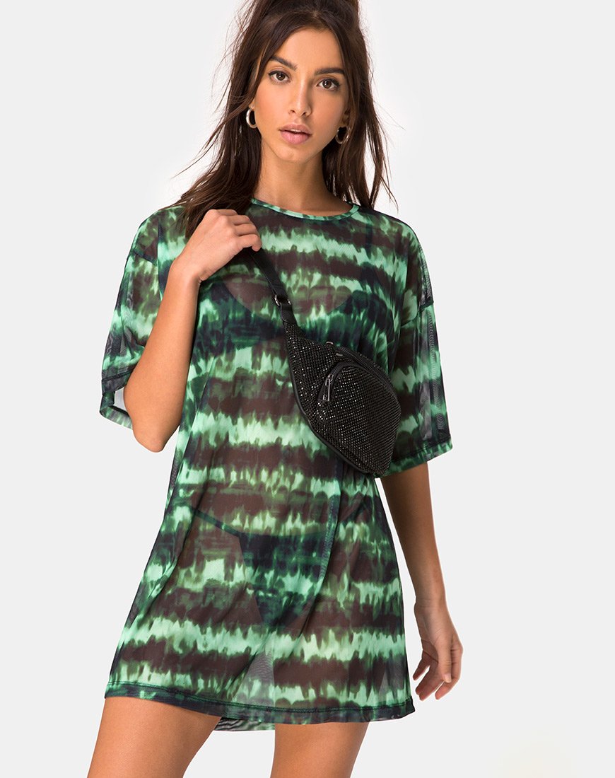 Sunny Kiss T-shirt in Tie Dye Turquoise Mesh