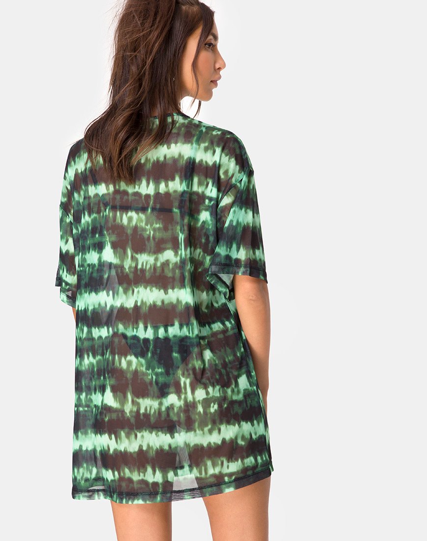 Afbeelding van Sunny Kiss T-shirt in Tie Dye Turquoise Mesh