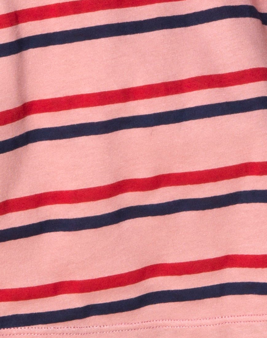 Afbeelding van Super Cropped Tee in 70s Stripe Roze Horizontaal