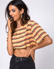 Afbeelding van Super Cropped Tee in 70s Mustard Horizontal Stripe