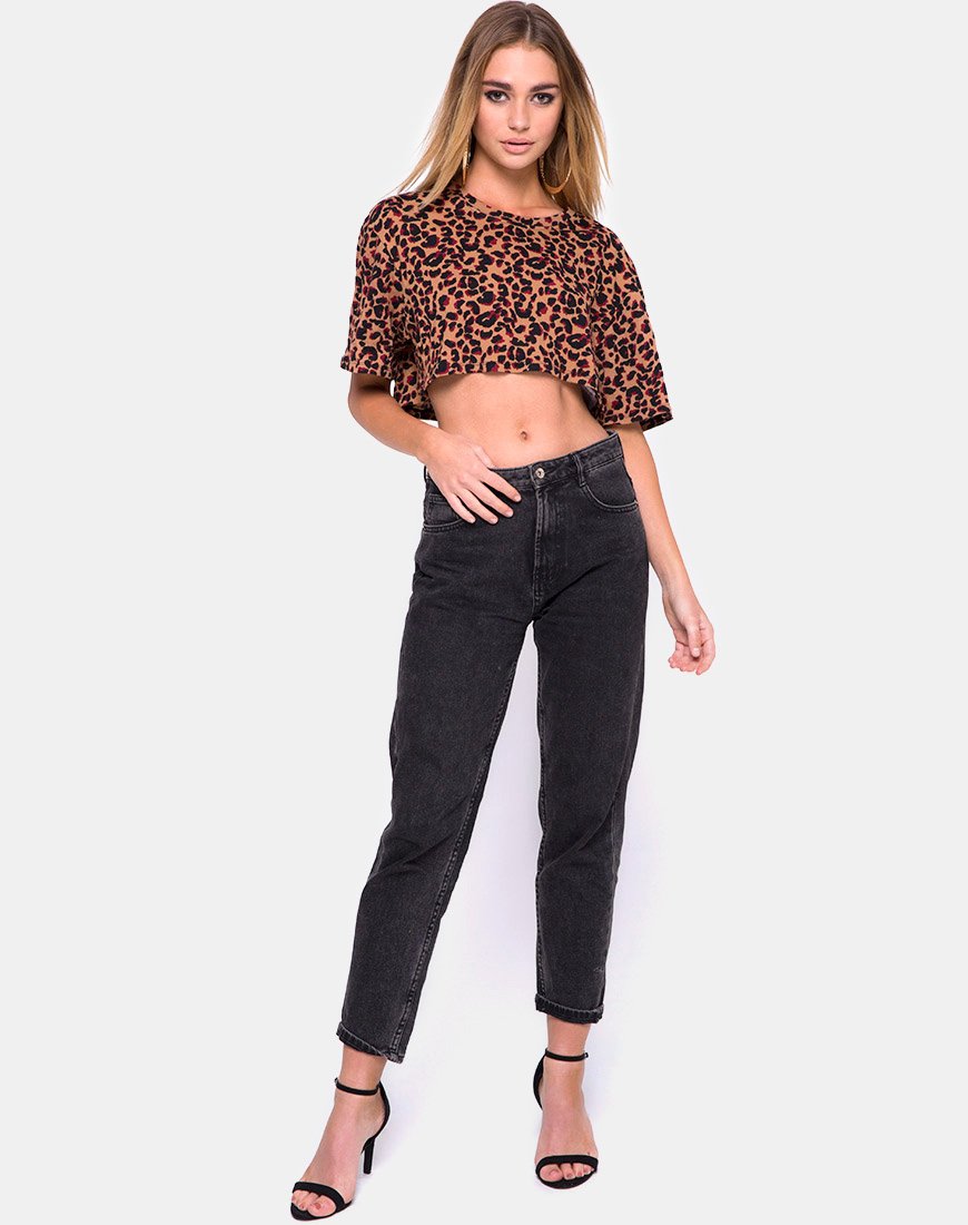 Afbeelding van Super Cropped Tee in Jungle Leopard