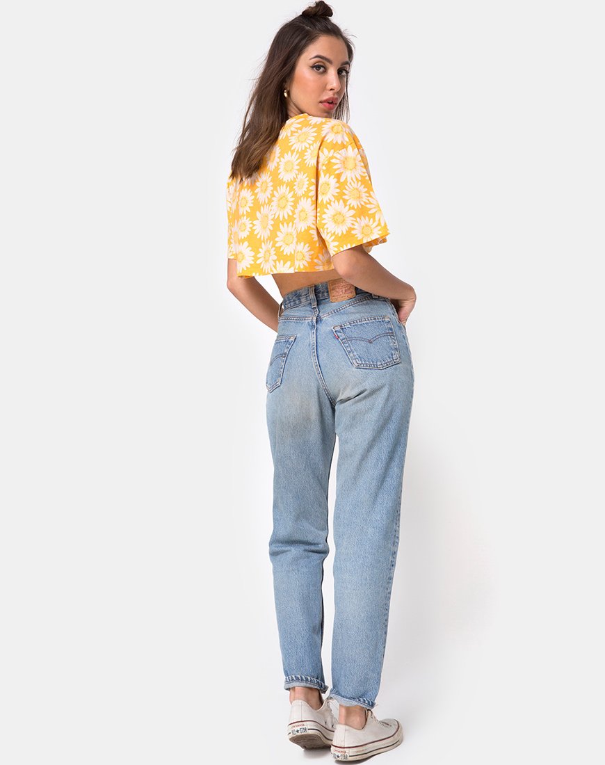 Afbeelding van Super Crop Tee in Sunkissed Floral Geel