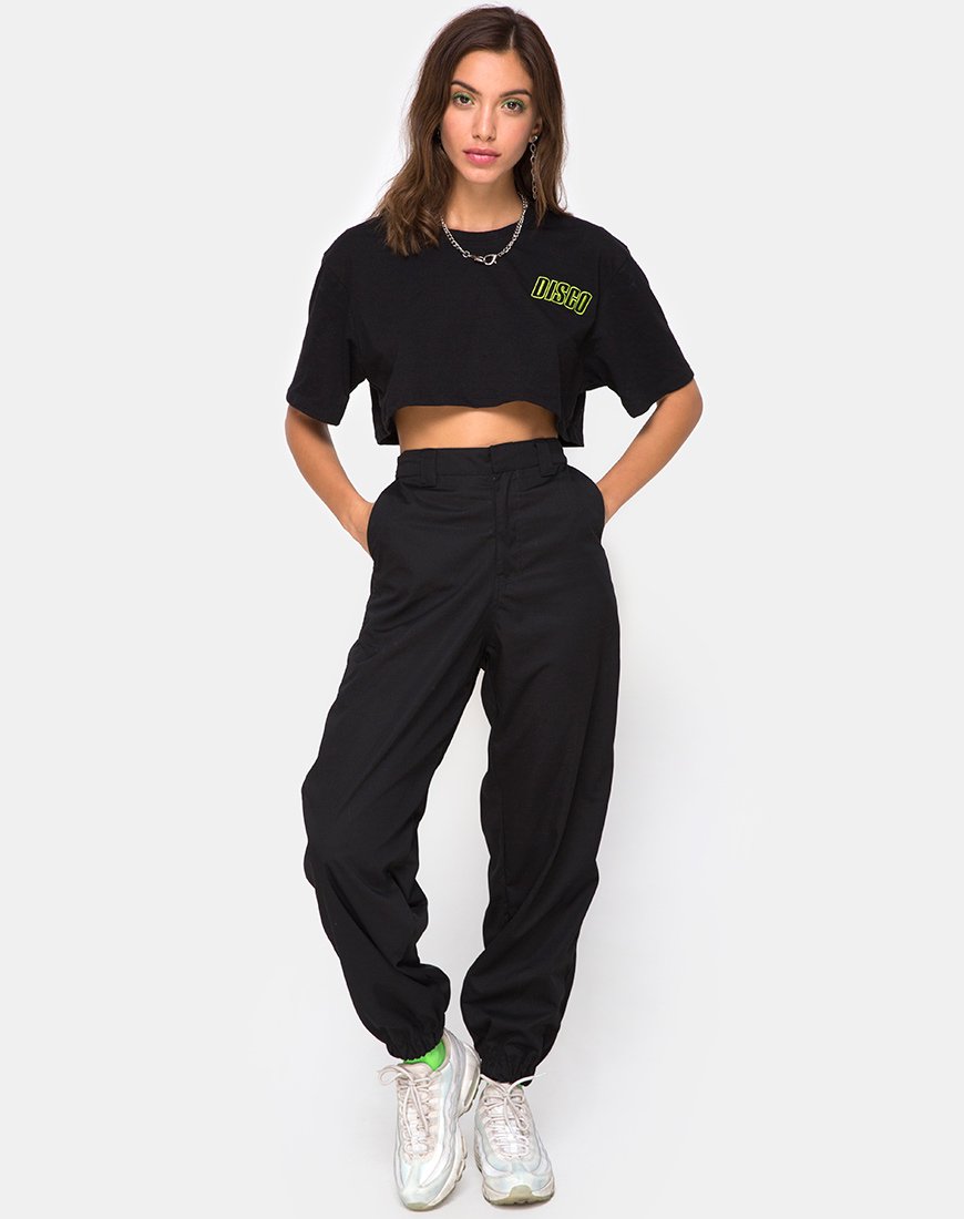 Afbeelding van Super Cropped Zwart T-shirt in Disco Embro