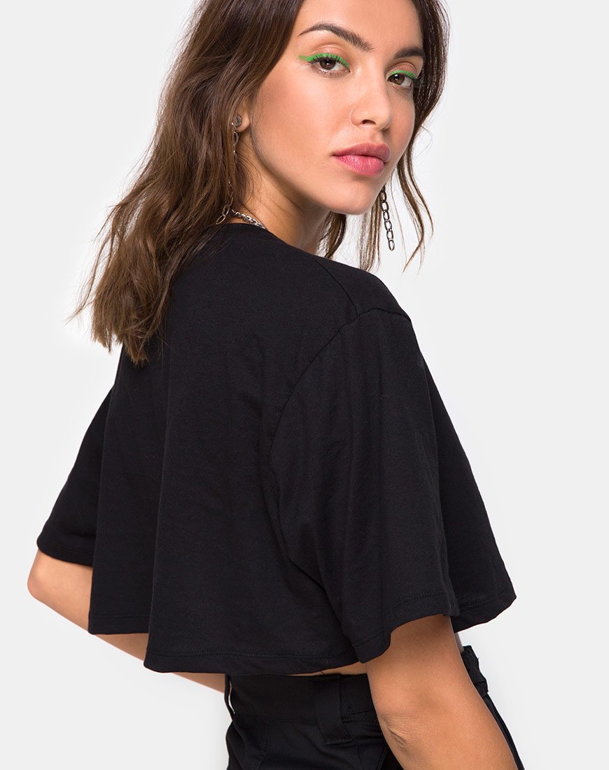 Afbeelding van Super Cropped Zwart T-shirt in Disco Embro