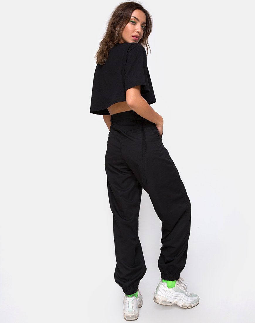 Afbeelding van Super Cropped Zwart T-shirt in Disco Embro