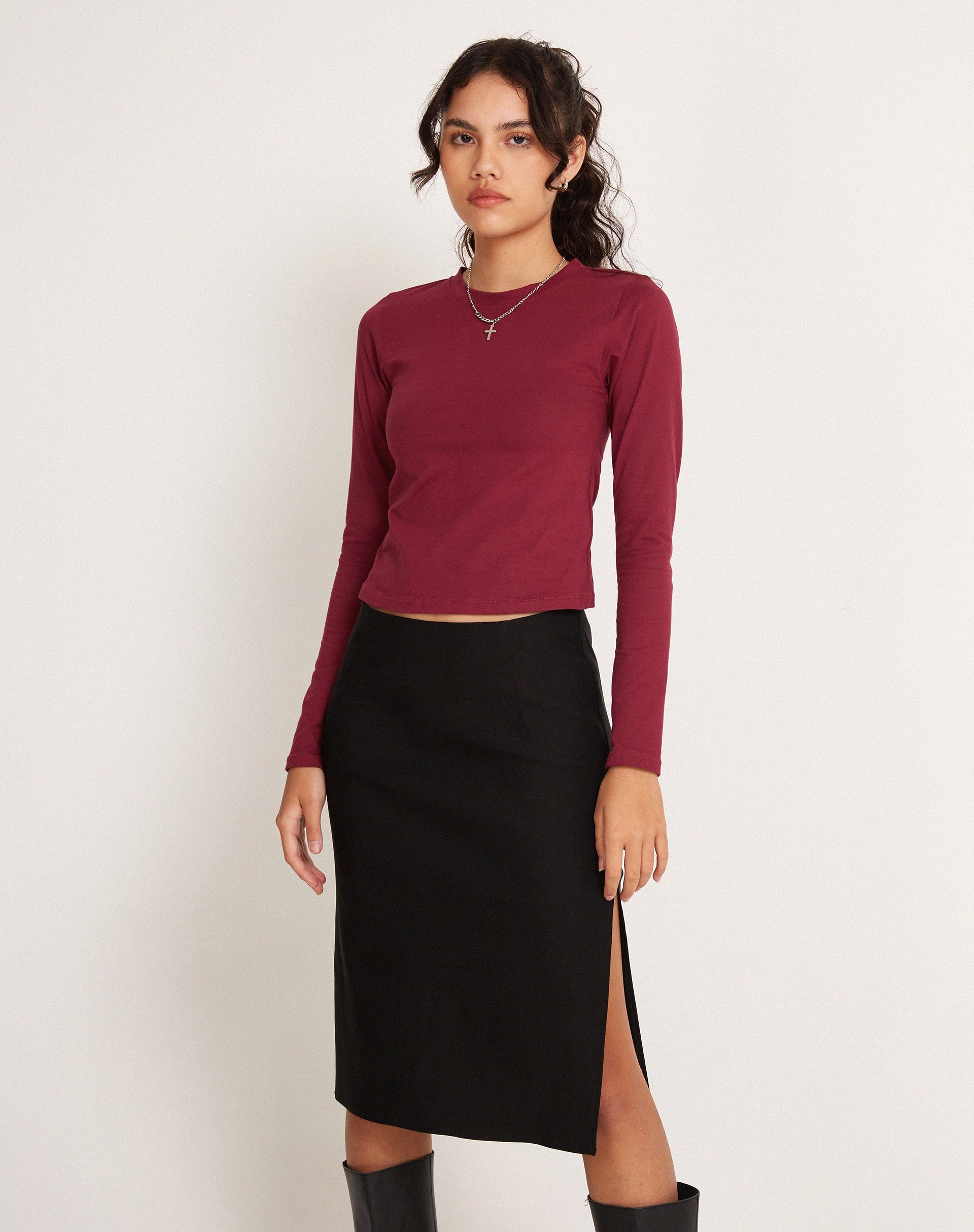beeld van Suratmi Lange Mouw Top in Plum