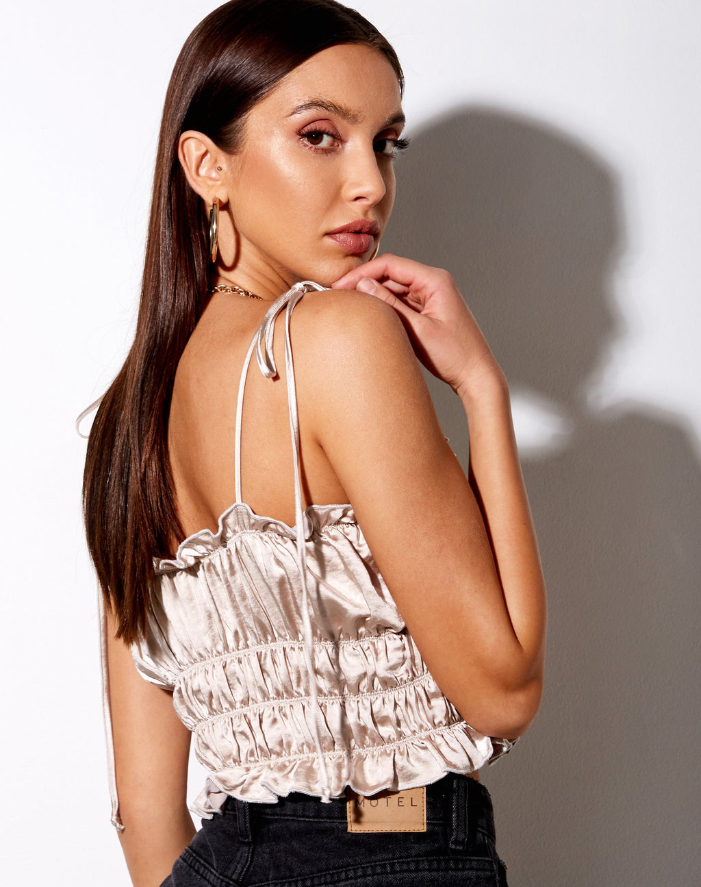 Silvia Cami Top in Satijn Champagne