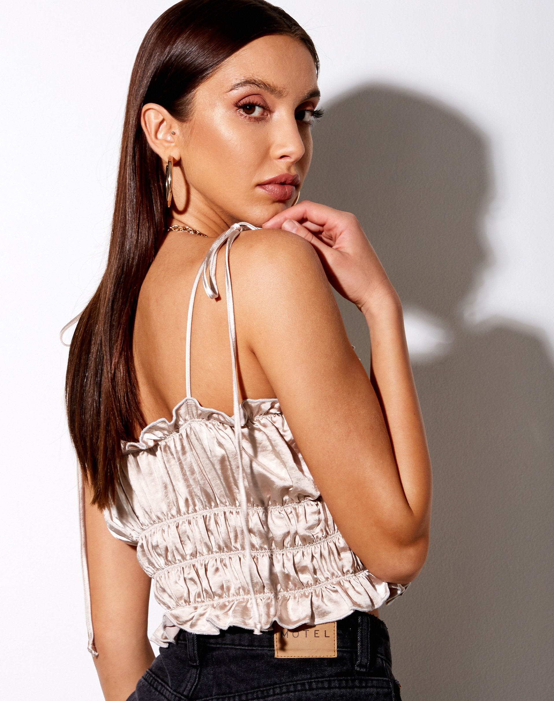 Afbeelding van Silvia Cami Top in Satijn Champagne