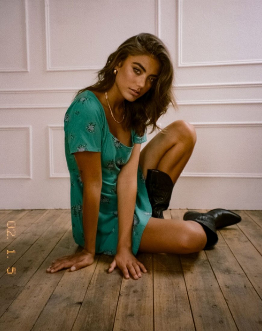 Afbeelding van Peky Babydoll Jurk in Soi Rose Groen