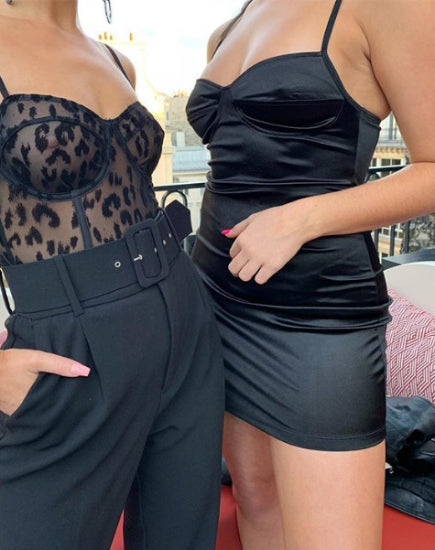 Leta Bodycon Dress in Satijn Zwart