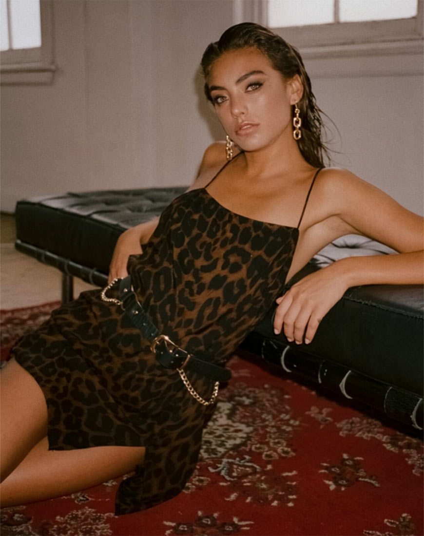 Datista Slip Dress in Oversized Jaguar Bruin