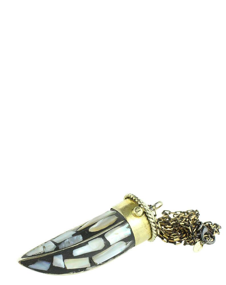 Shop Dixi Sunrise Parel Tusk Ketting in Messing