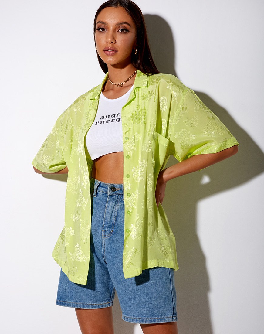 Afbeelding van Taelsa Shirt in Satijn Roos Lime
