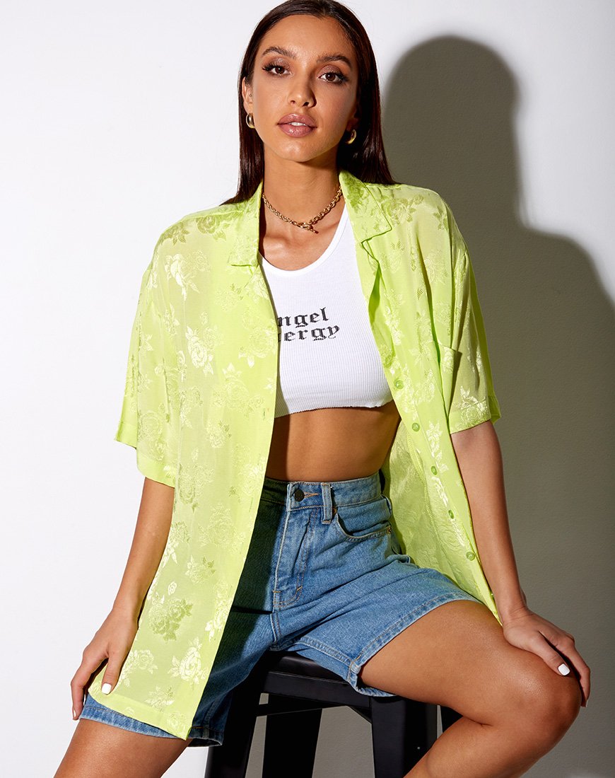 Afbeelding van Taelsa Shirt in Satijn Roos Lime