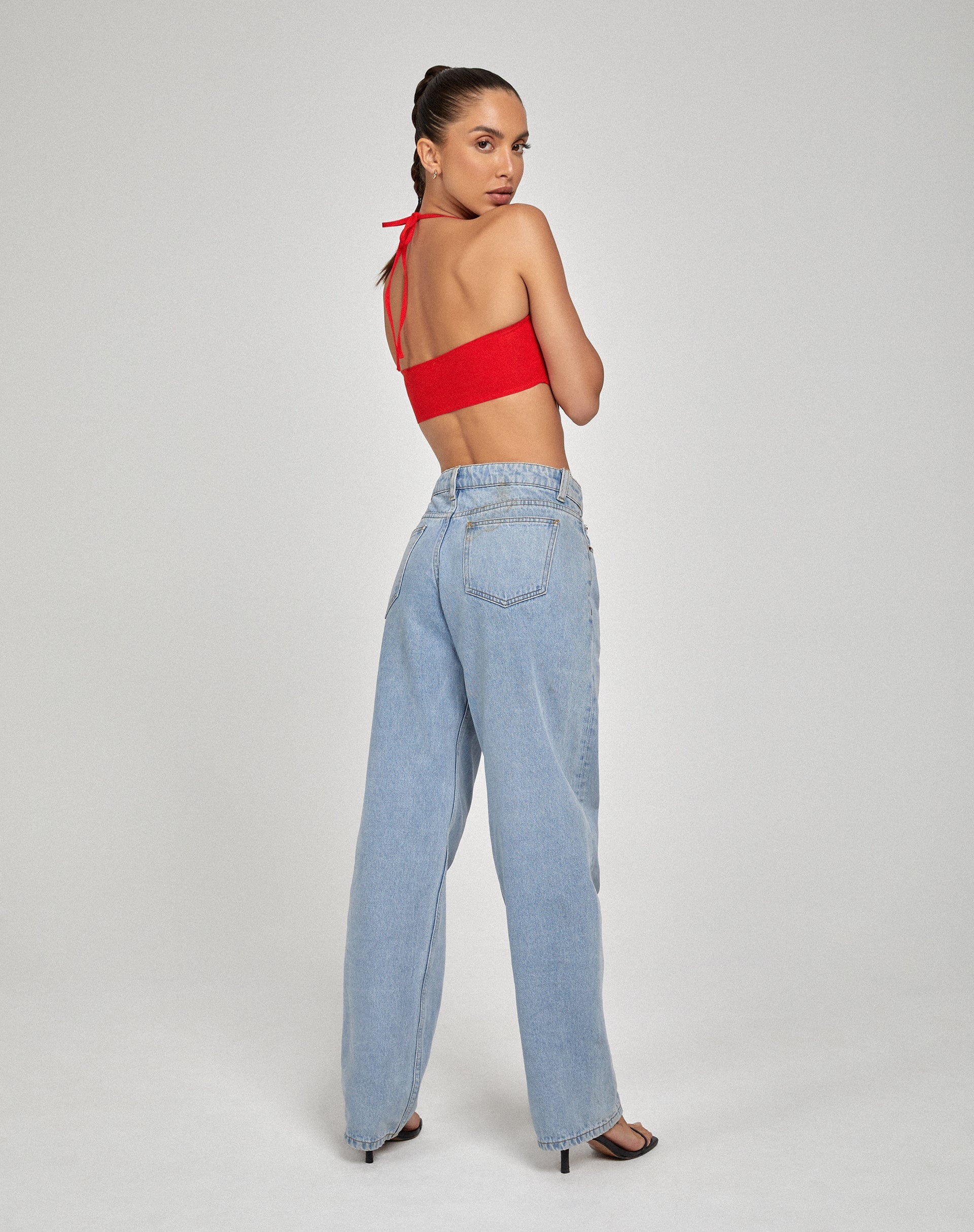 Taina Crop Top in Getailleerd Rood