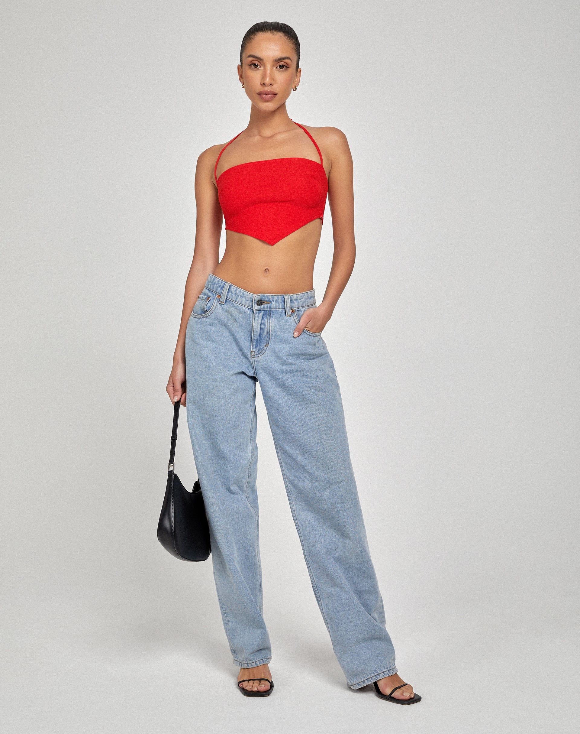 Taina Crop Top in Getailleerd Rood