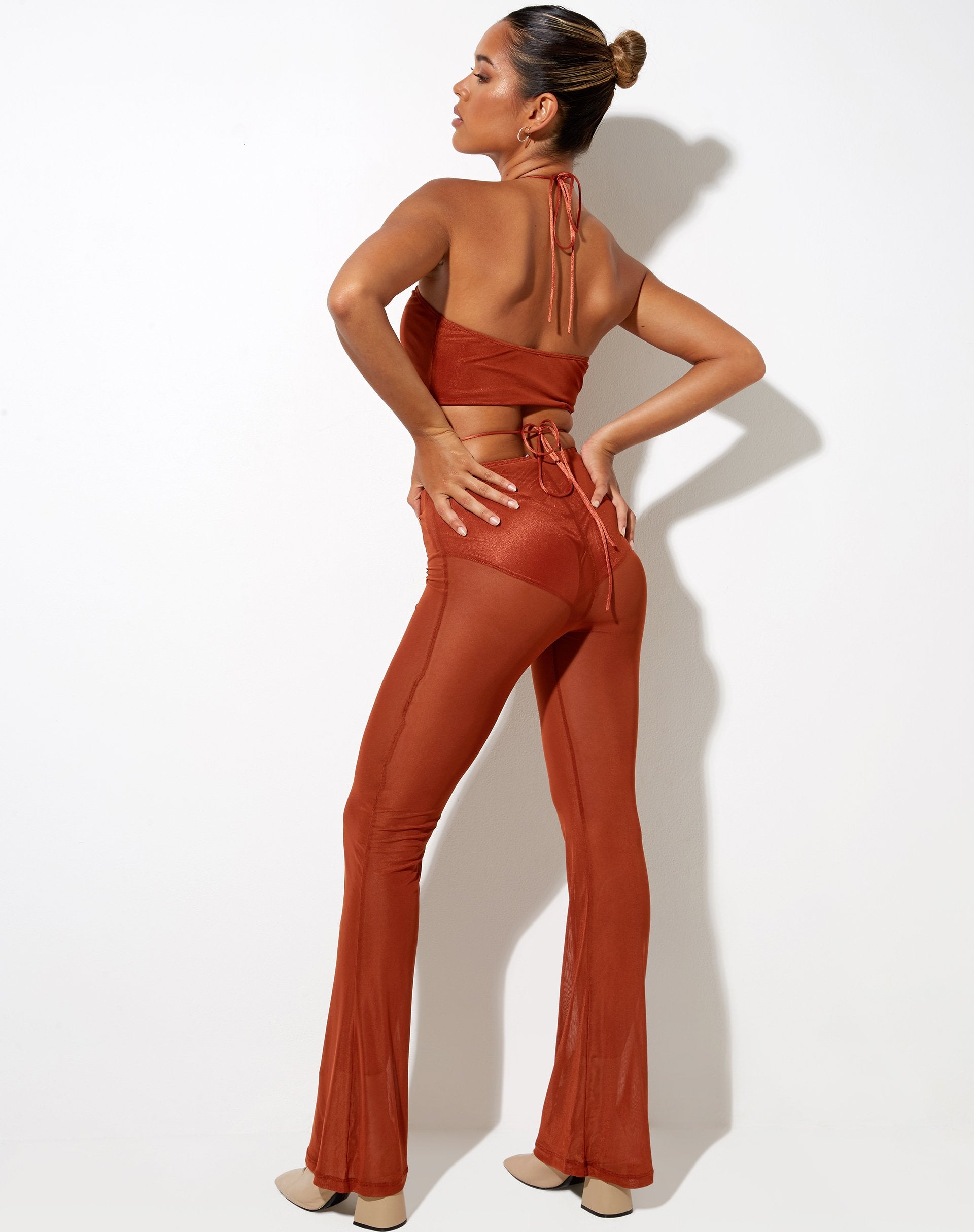 Afbeelding van Taka Gewatteerde Top in Mesh Toffee
