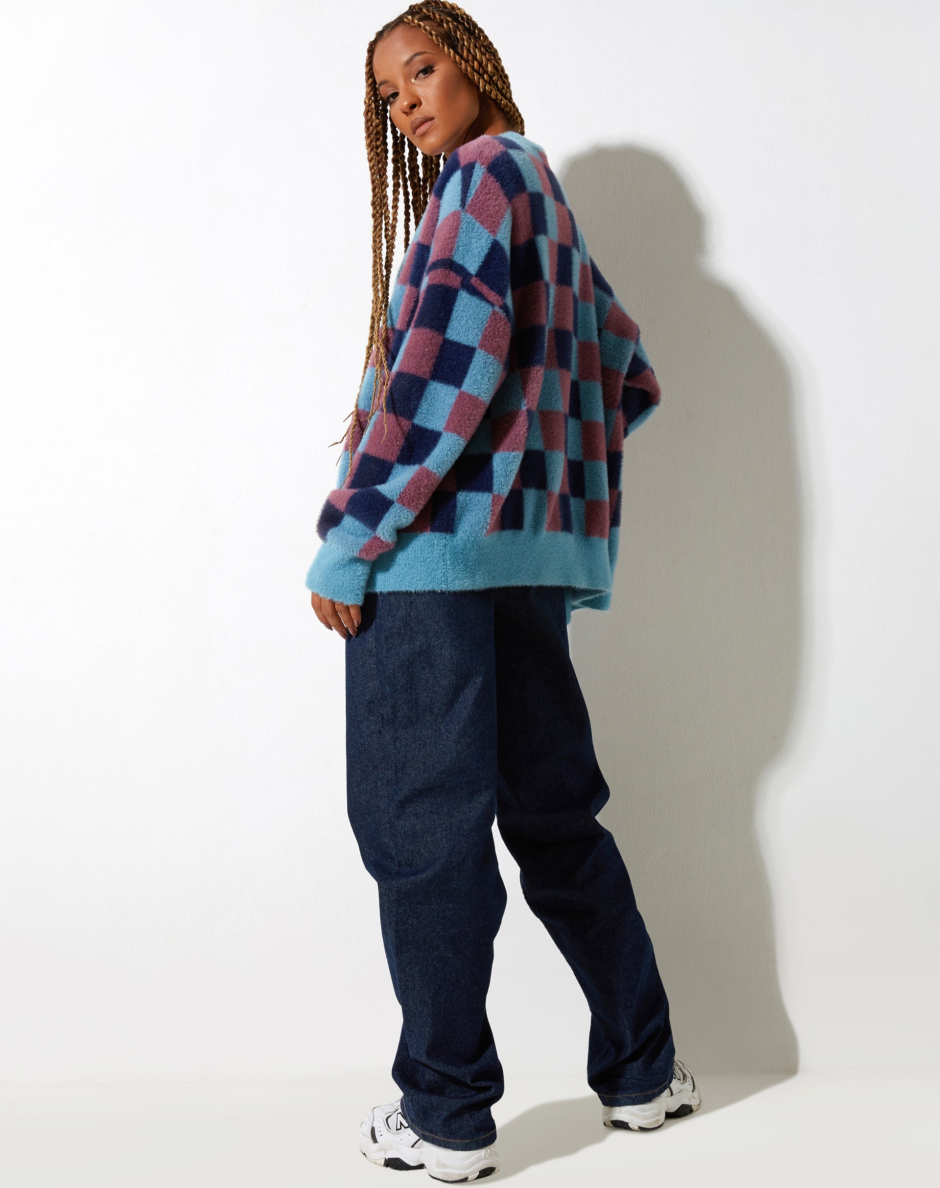 Afbeelding van Talana Cardi in geruite blauwtinten