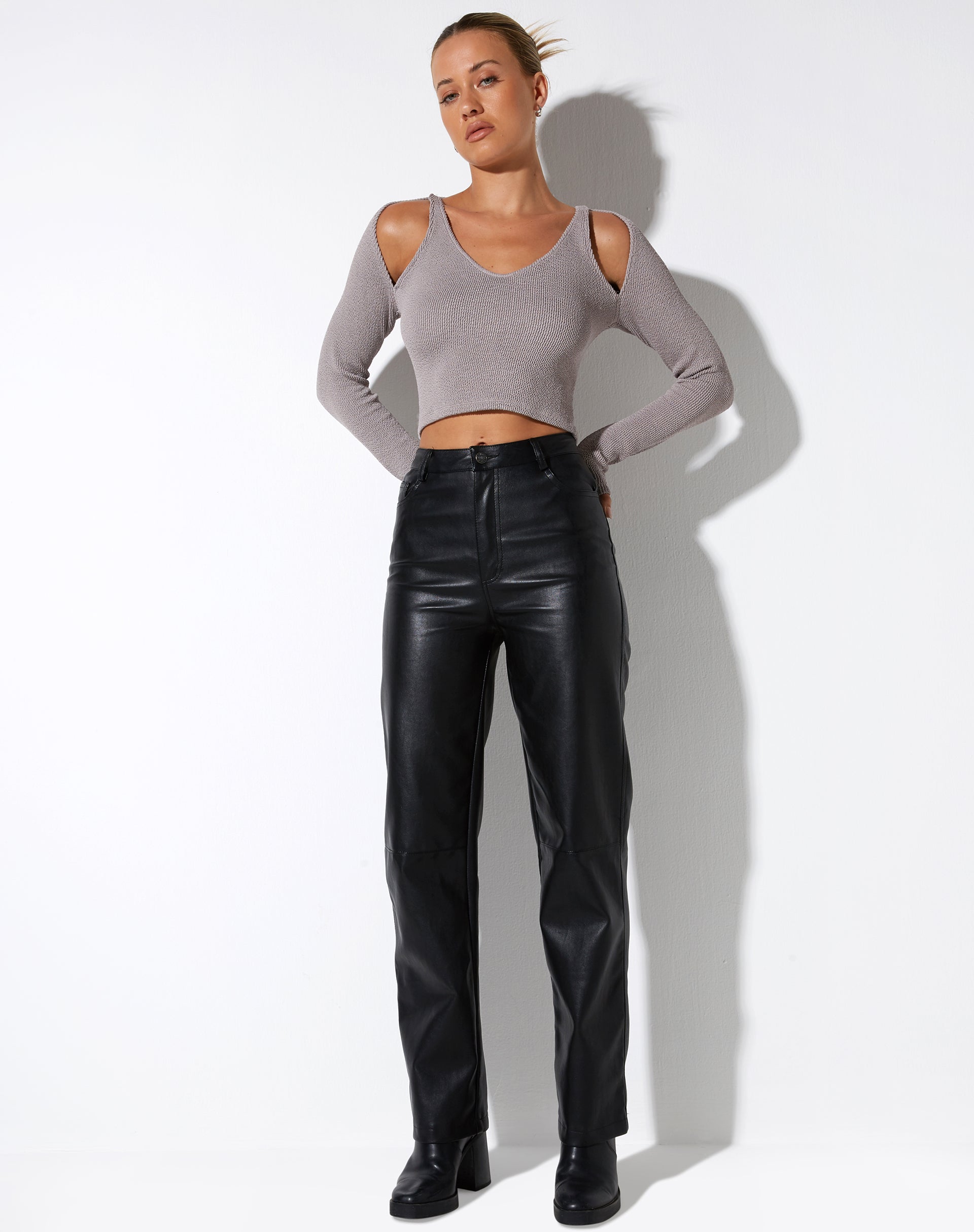 Afbeelding van Tamar Lange Mouw Top in Jacquard Rib Tan