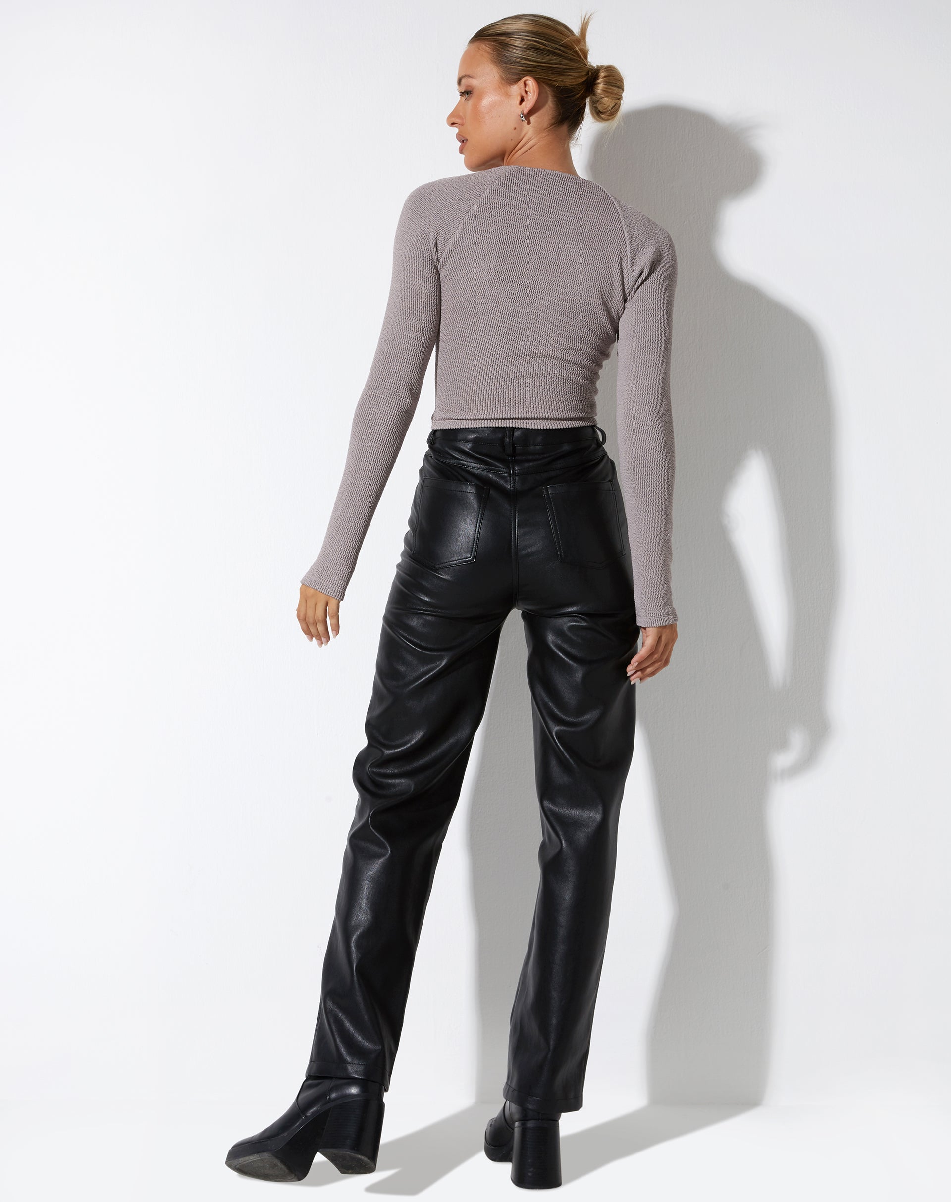 Afbeelding van Tamar Lange Mouw Top in Jacquard Rib Tan
