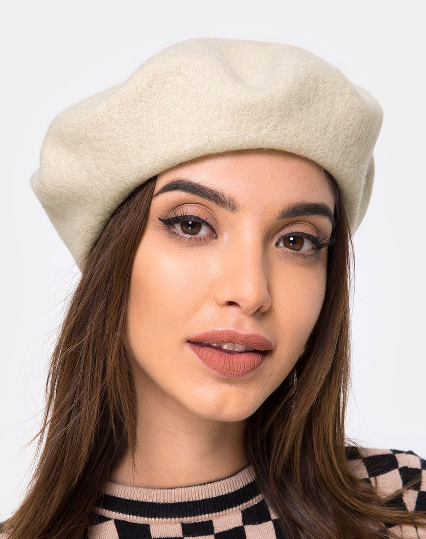 Wollen baret in Taupe