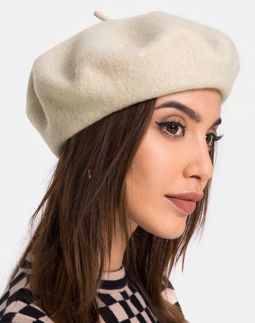Wollen baret in Taupe