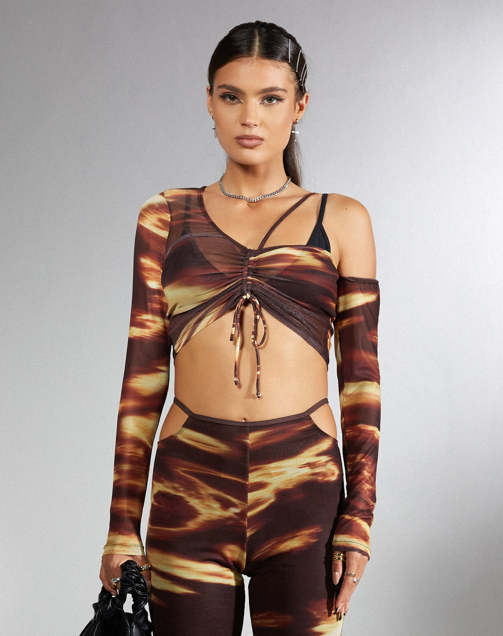 Tapi Gewatteerde Top in Bleach Drip