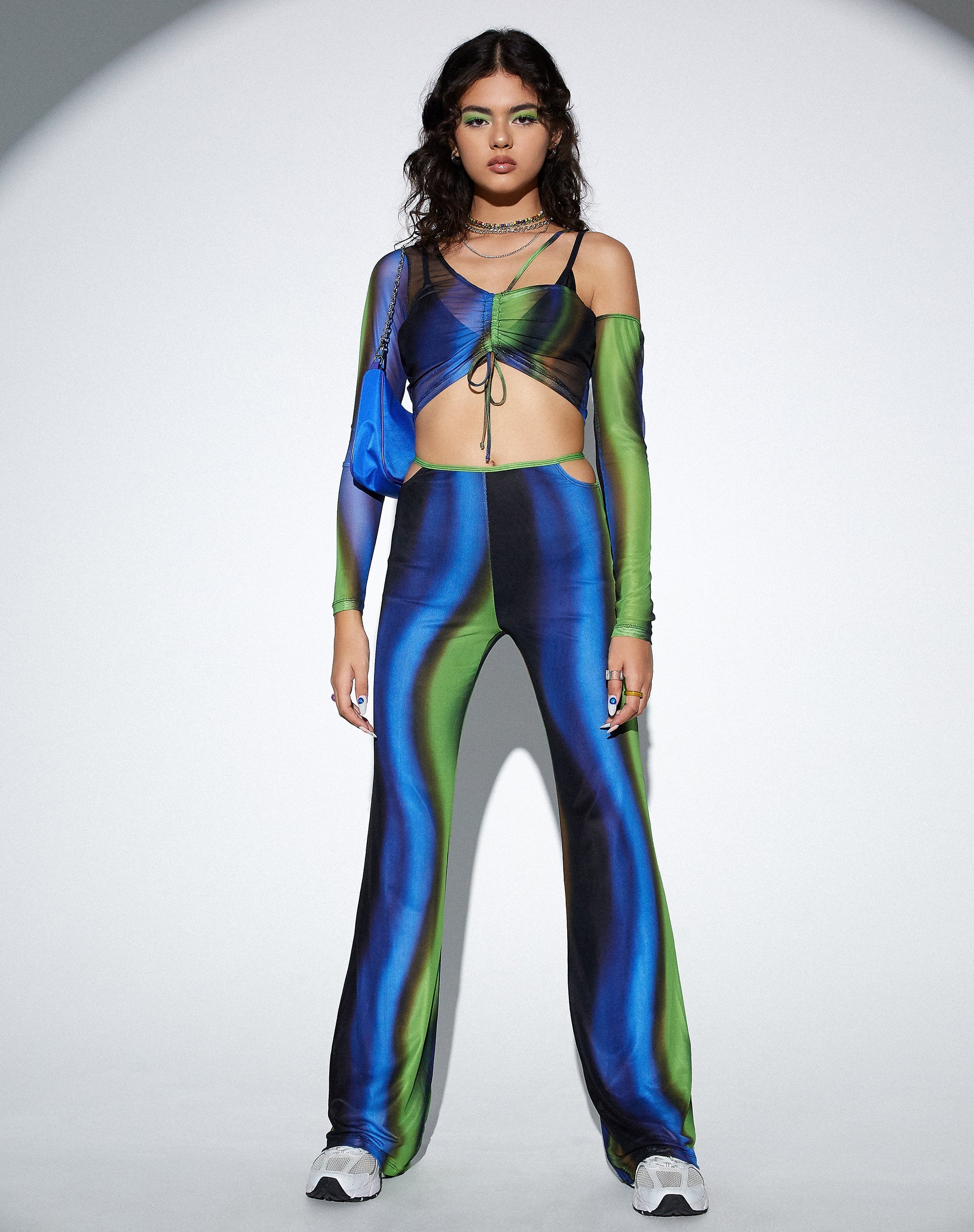 Afbeelding van MOTEL X OLIVIA NEILL Tapi Crop Top in Solarized Groen en Blauw