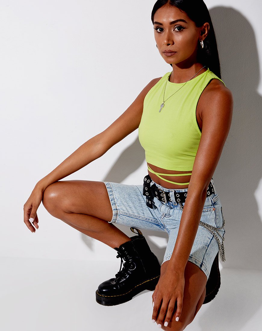 Tasve Gewatteerde Top in Lime