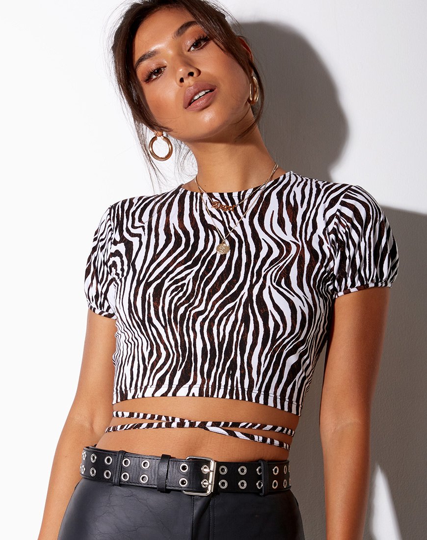 Afbeelding van Tasya Crop Top in Zebra Verticaal