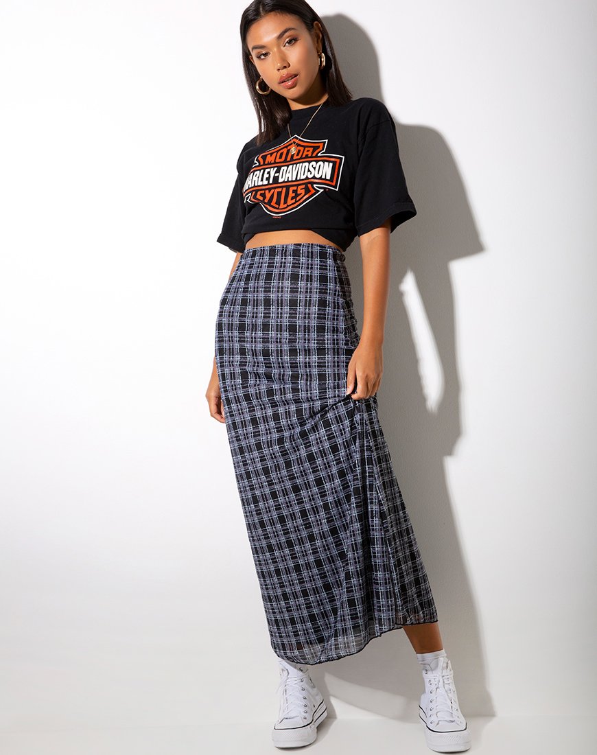Sayang Maxi rok in inktvlek zwart-wit