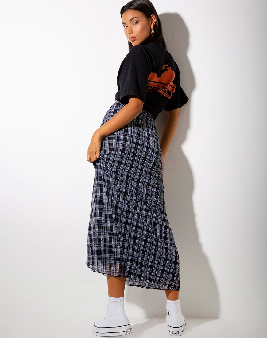 Afbeelding van Sayang Maxi rok in inktvlek zwart-wit