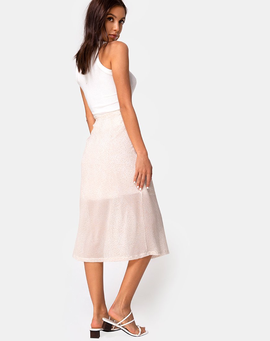 Saika Midi rok in Flock Ditsy Leopard Taupe