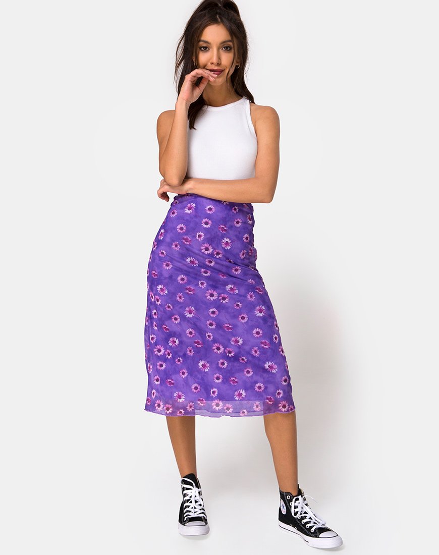 Afbeelding van Taura Midi rok in Daisy Daze paars