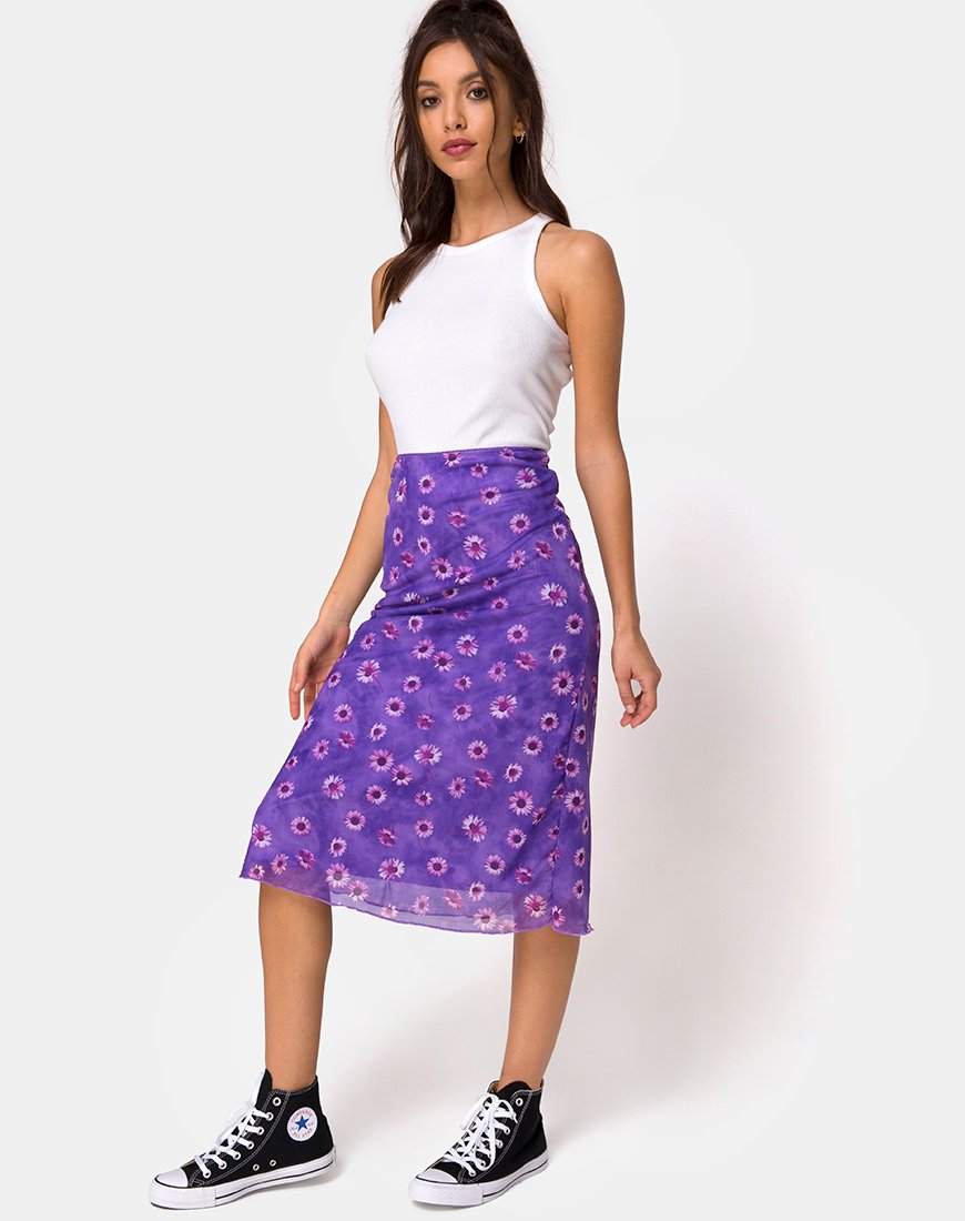 Afbeelding van Taura Midi rok in Daisy Daze paars