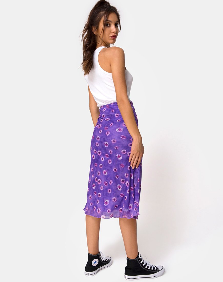 Afbeelding van Taura Midi rok in Daisy Daze paars