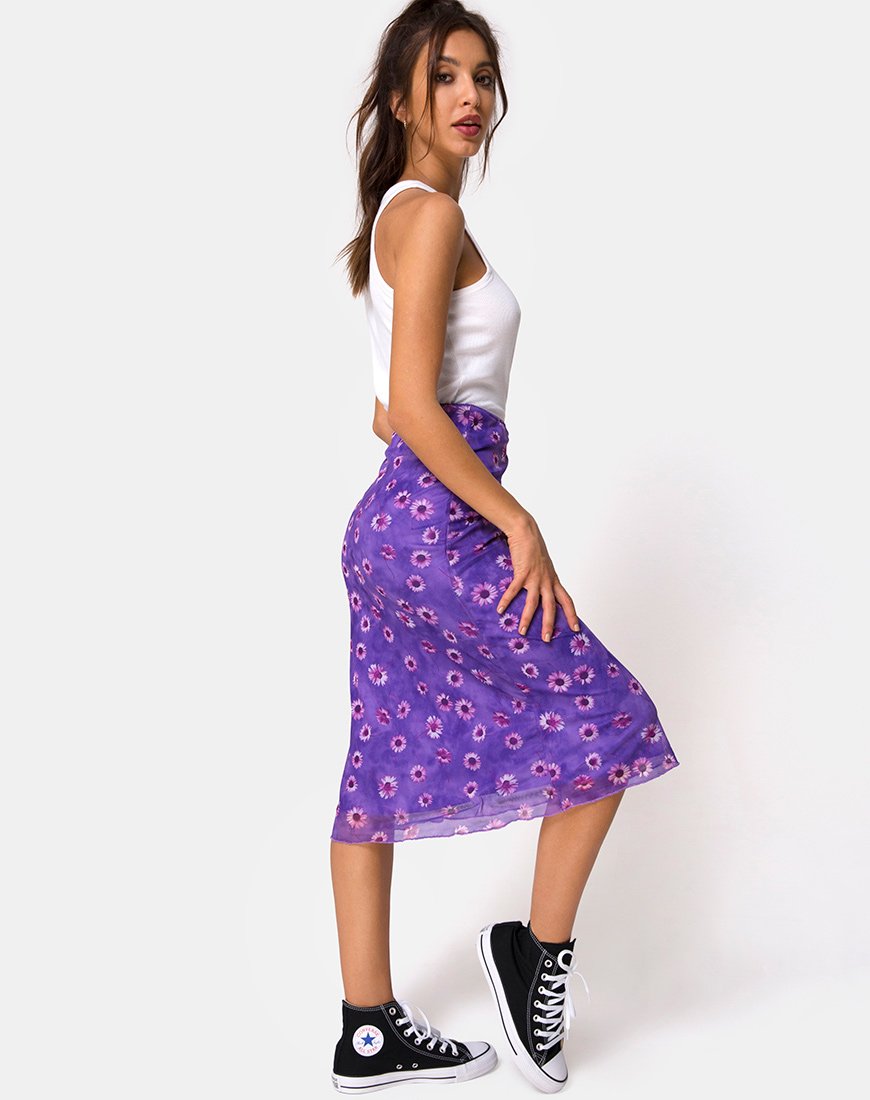 Afbeelding van Taura Midi rok in Daisy Daze paars