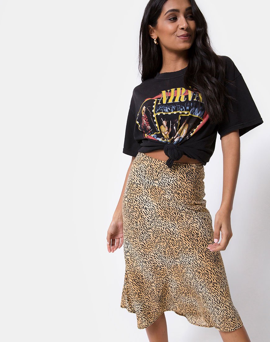 Tauri Midi rok in Mini Tiger Bruin