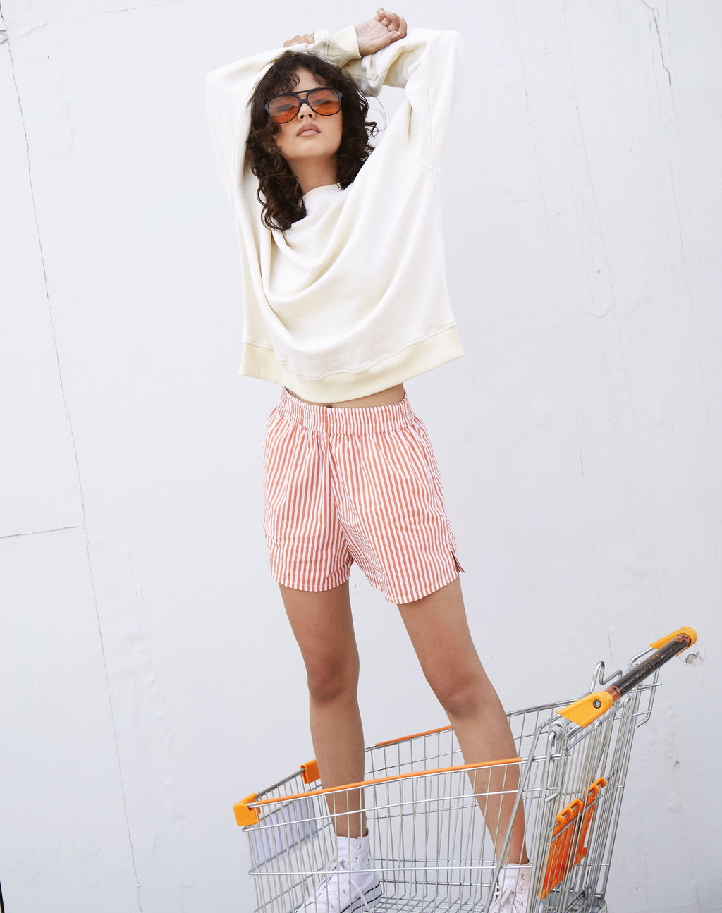 Lala Korte Broek in Verticale Streep Oranje