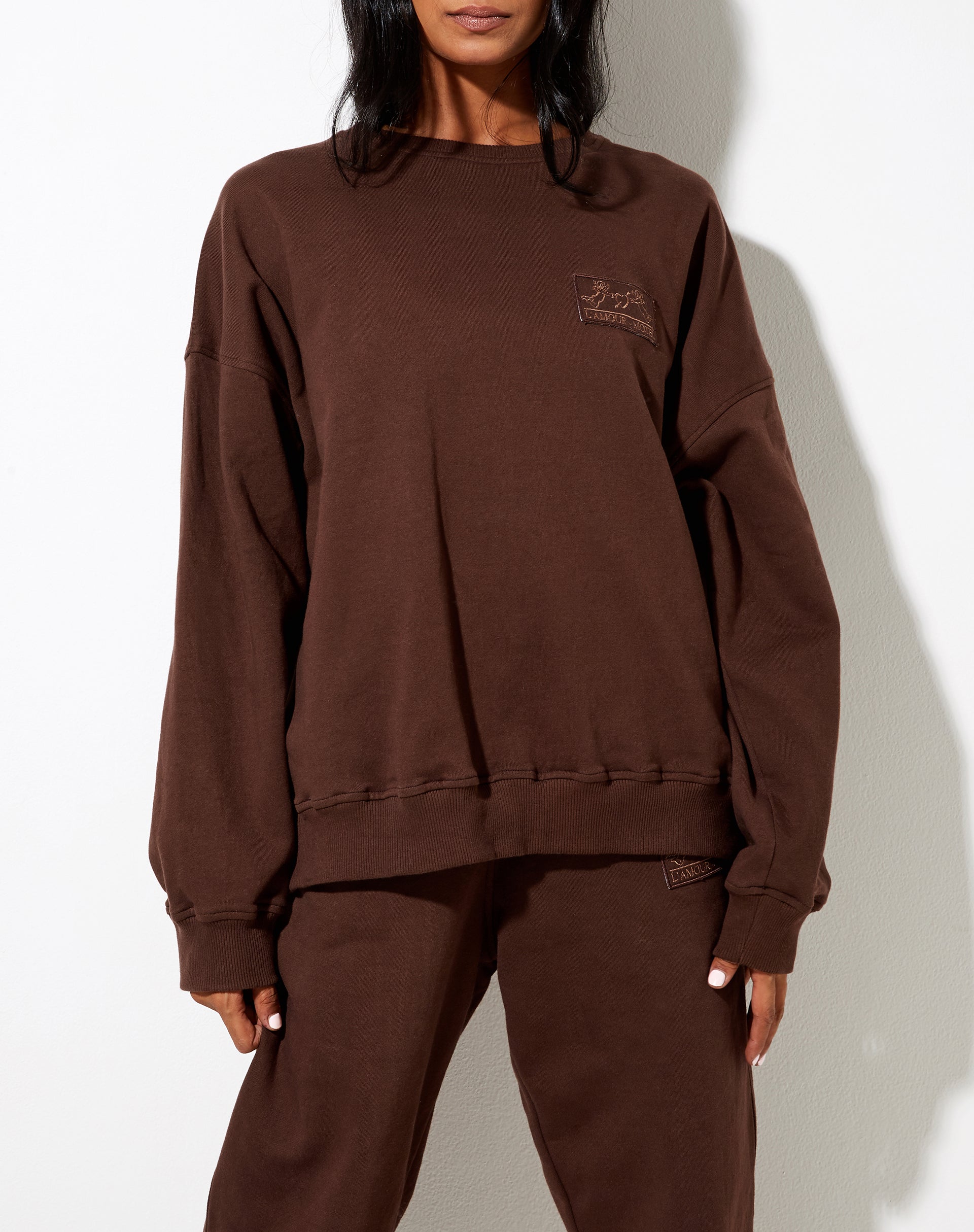 Afbeelding van Ted Sweatshirt in diep Mahonie LAmour Cherub Label Embro