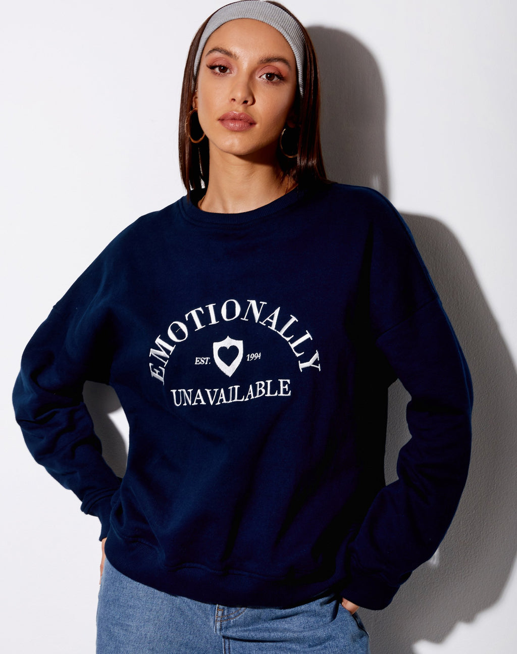 Ted Sweatshirt in Navy 'Emotionally Unavailable