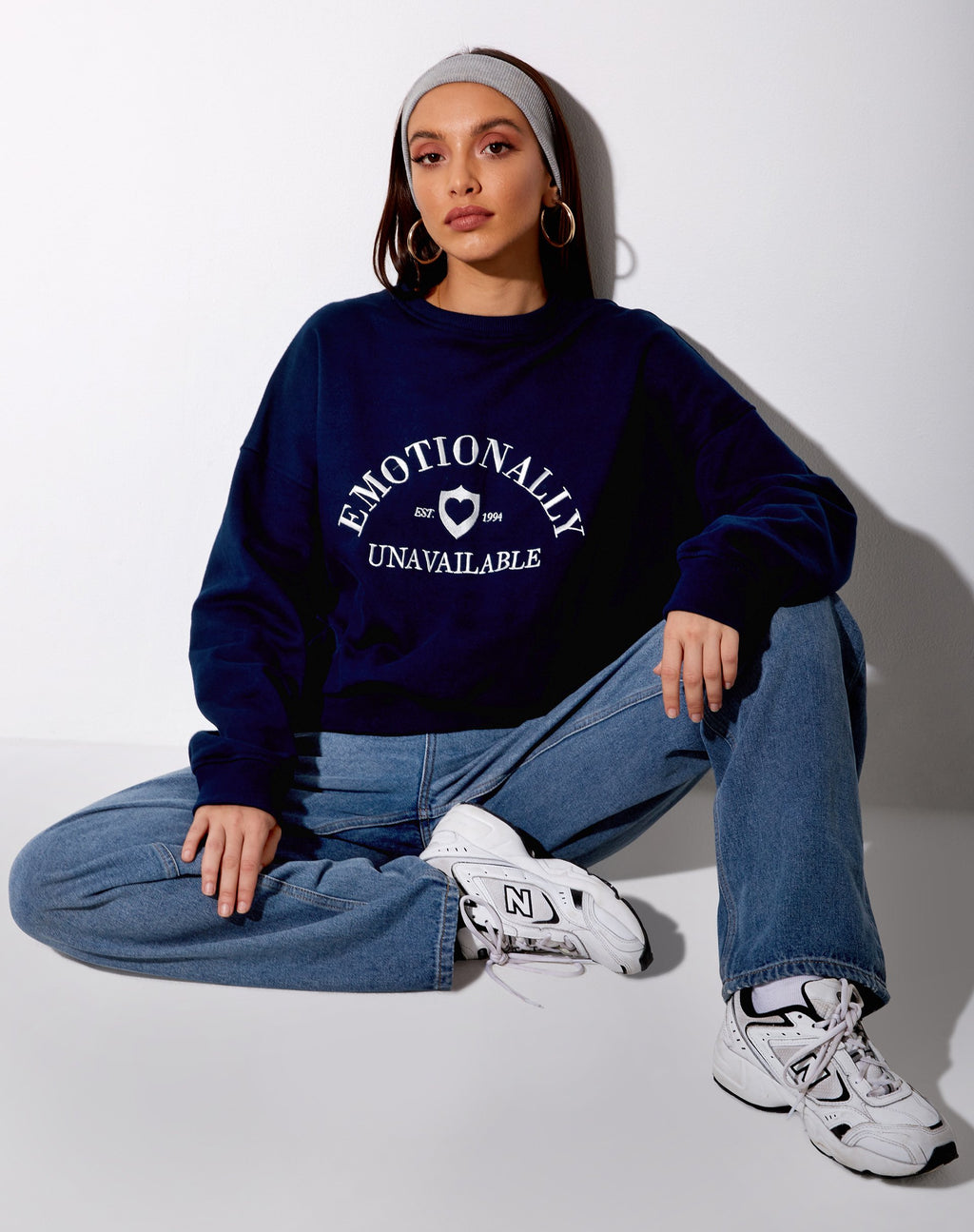 Ted Sweatshirt in Navy 'Emotionally Unavailable