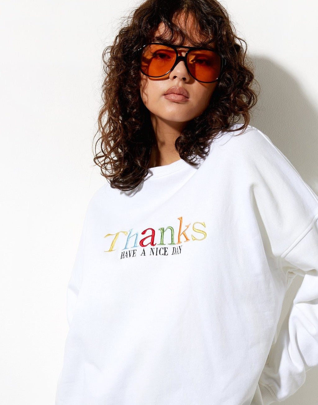 Ted Sweatshirt in Wit Thank You Have A Nice Day Embro
