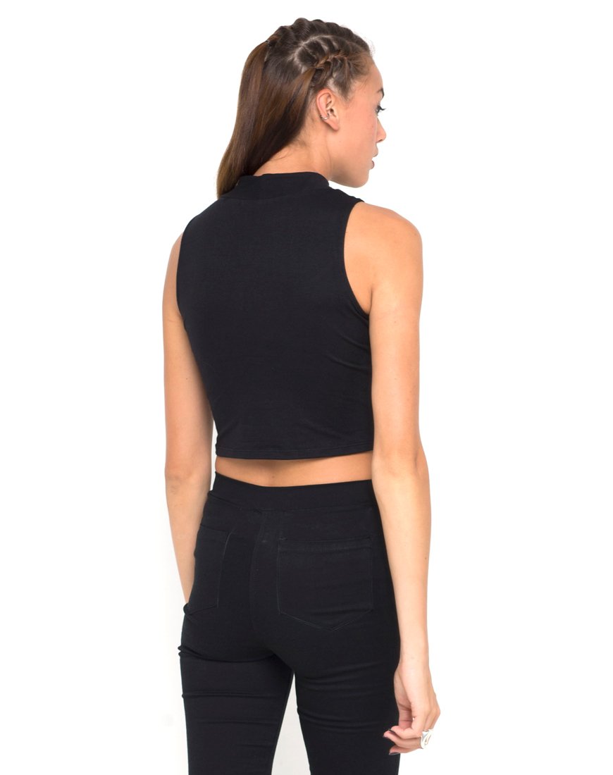 Motel Tempo Mesh Panel Crop Top in Zwart