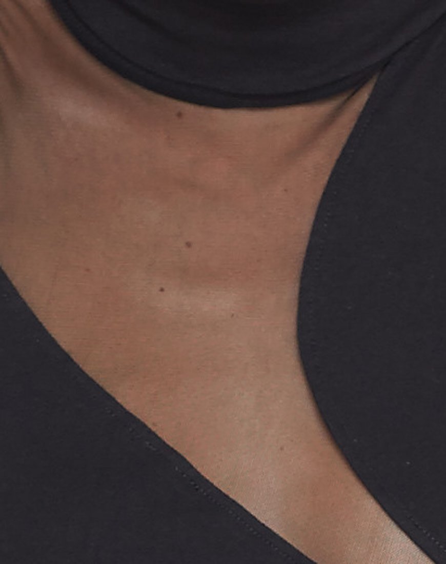 Afbeelding van Motel Tempo Mesh Panel Crop Top in Zwart