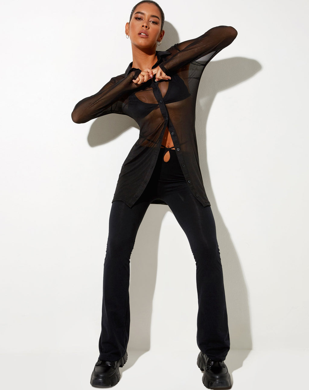 Tere Shirt in Mesh Zwart