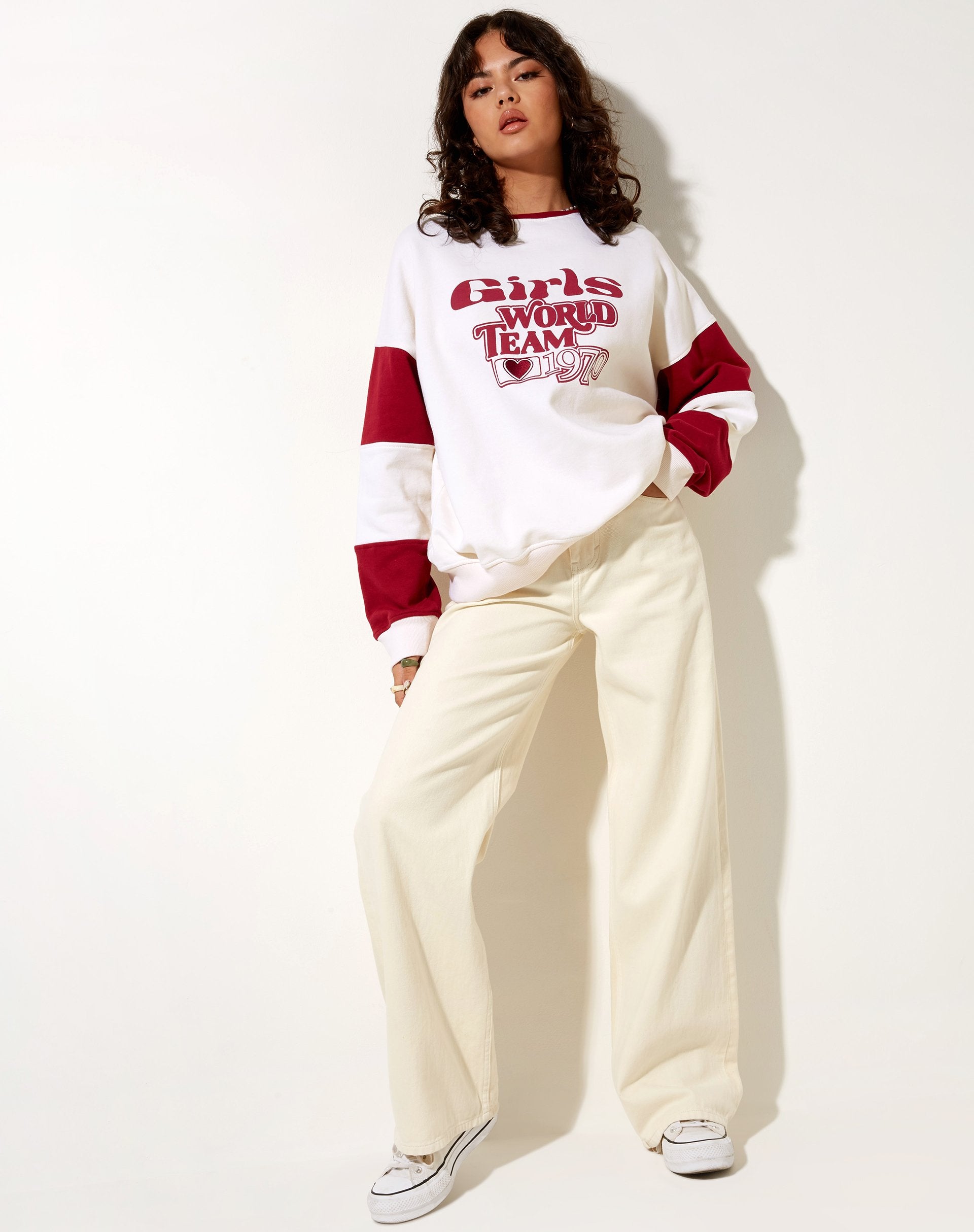 Afbeelding van Tetty Sweatshirt in Ivoor Rood Adrenaline Meisjes Wereld Team
