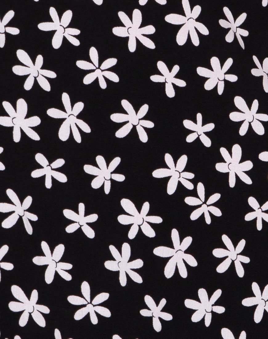 Afbeelding van Thalia Babydoll Jurk in 90s Daisy Zwart-Wit