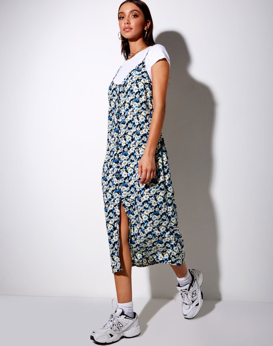 Theda Midi Dress in Asterblauw