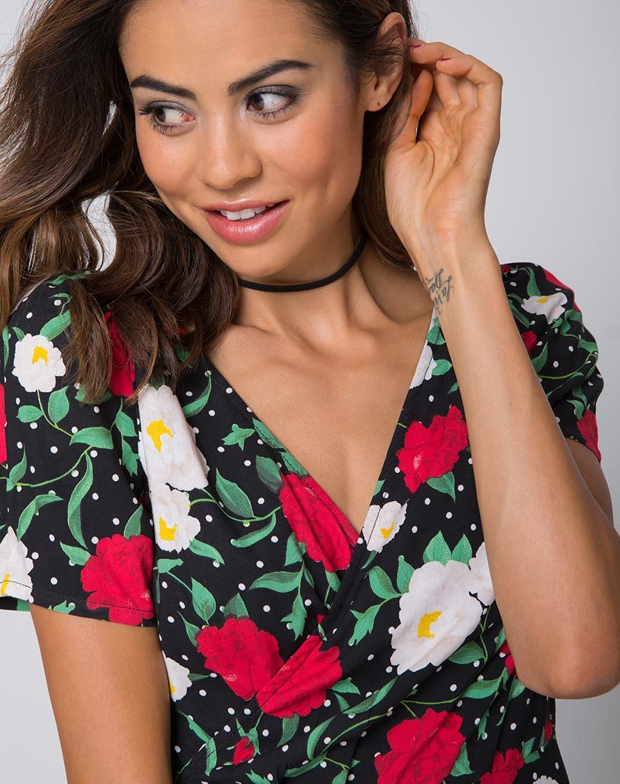 Afbeelding van Shaab Skater Dress in Polka Rose Zwart